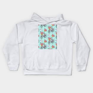 Floral Bicycle Pattern Kids Hoodie